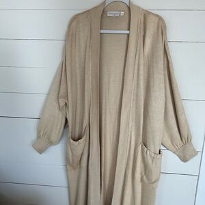 Vintage Maria Rodriguez Silk Blend Long Open Front Sweater Size Medium.